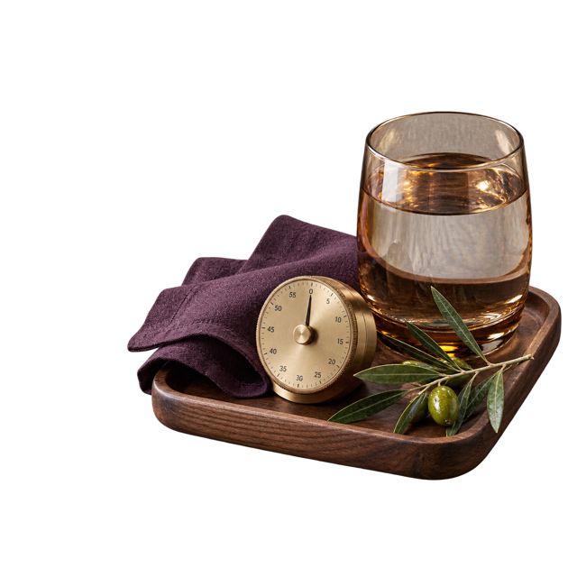 Wellness timer, water and olive branch